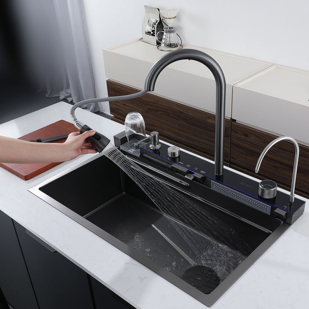 Davor Elegant Waterfall Kitchen Sink Faucet with Digital Temperature Display & LED Lighting  DKS2301